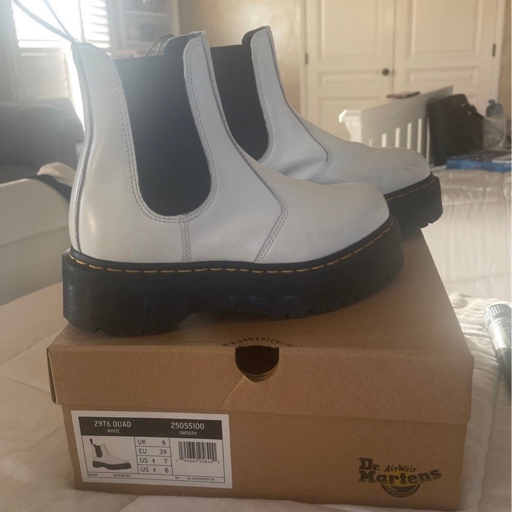 White Chelsea Doc Martins Boots